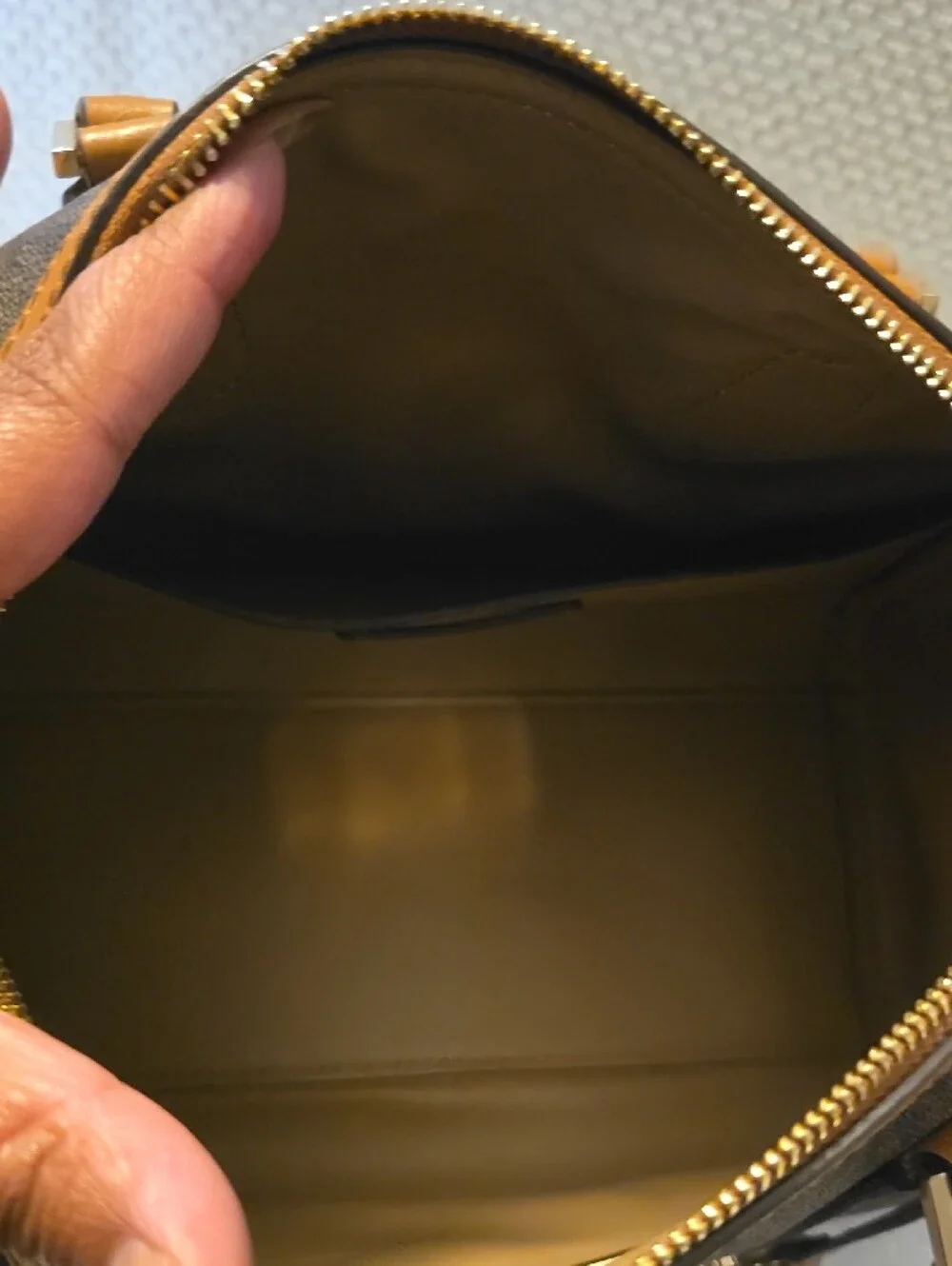 Michael Kors Brown and Tan Monogram Satchel Bag